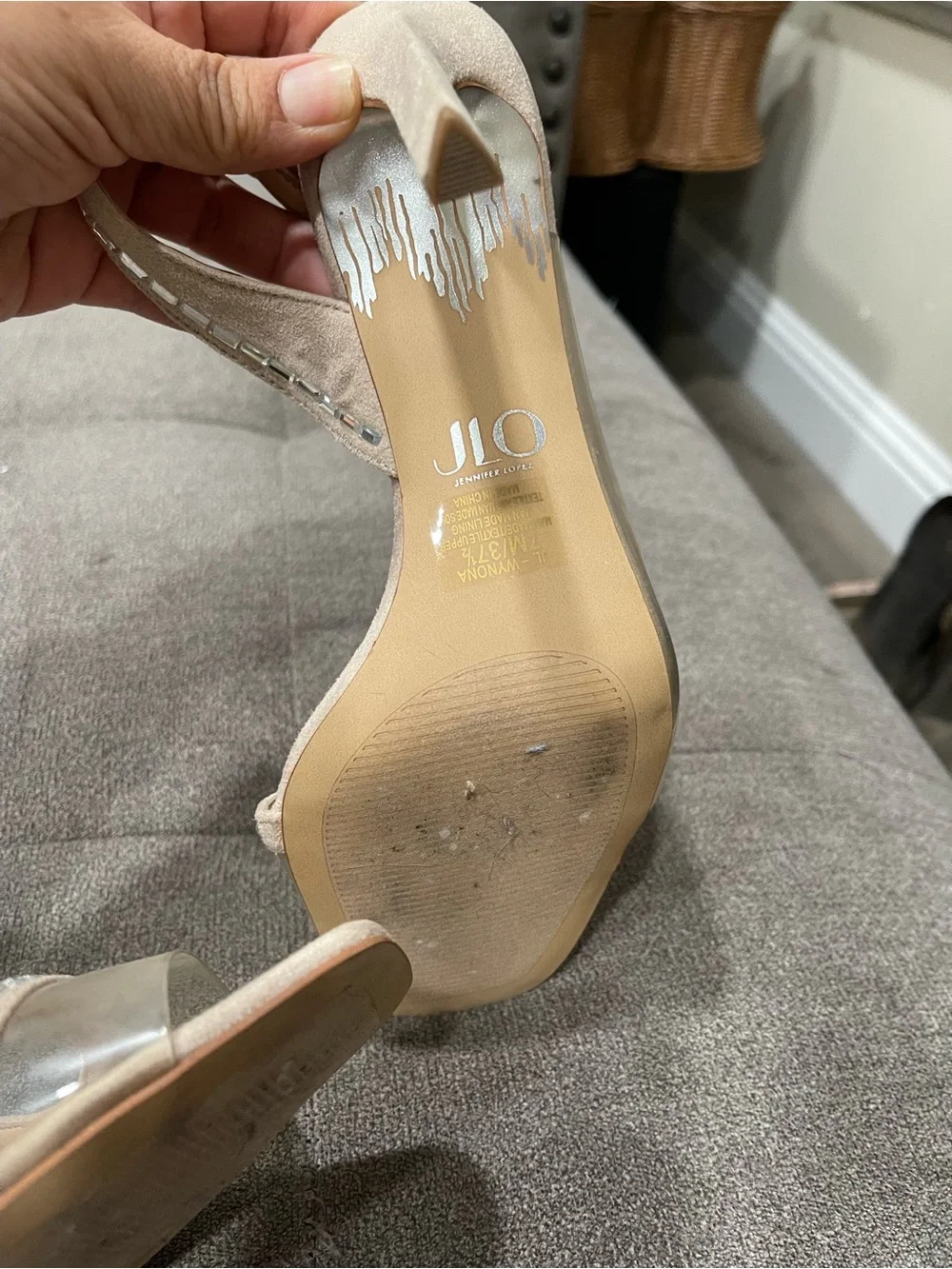 Clear Strap Nude Slingback Heels by JLo